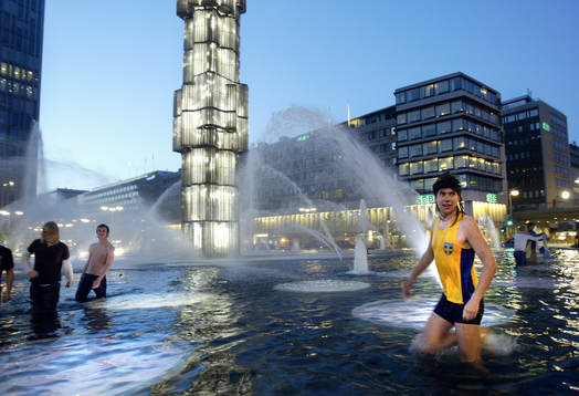 Ishockey, VM, VM-Guld, jubel vid Sergel torg