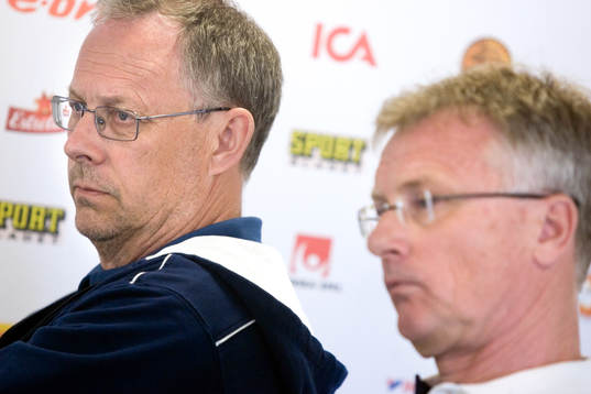 Presskonferens med Lars Lagerbäck och Roland Andersson,