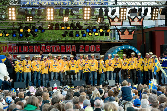Ishockey, VM, VM-guld, Sverige, Firande av VM-guldet i