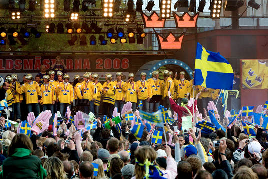 Ishockey, VM, VM-guld, Sverige, Firande av VM-guldet i