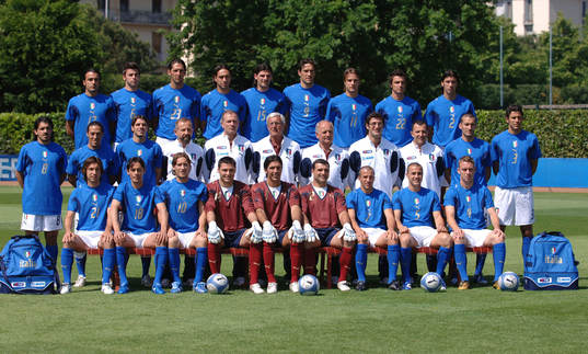 Fotboll, Italien, träning, lagbild