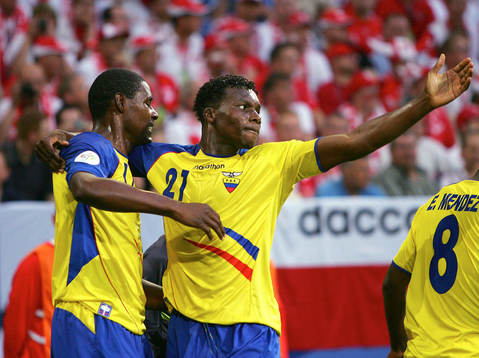 Augustin Delgado och Carlos Tenorio, Ecuador. Jubel
