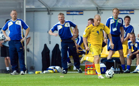 Lars Lagerbäck, förbundskapten och Roland Andersson,
