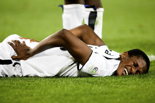 Asamoah Gyan, Ghana, skada, smärta
