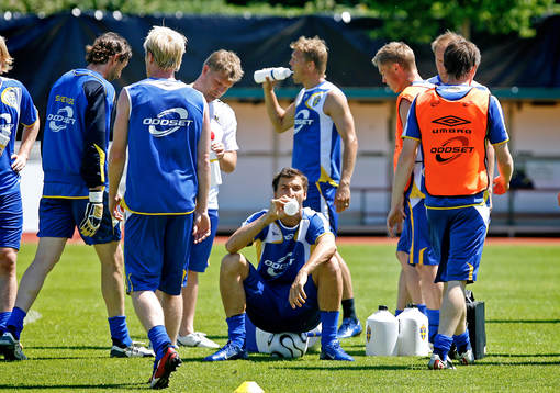 Varmt på dagens träning och vattenpauserna behövdes