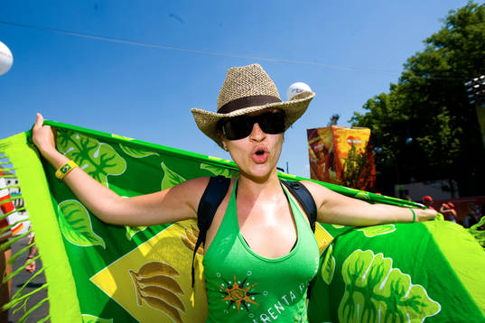 Fan, supporter, solglasögon, hatt, flagga