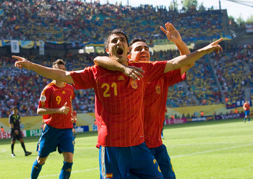 David Villa, Spanien, jubel
