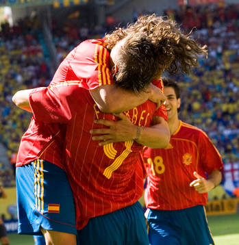 Carlos Puyol och Fernando Torres, Spanien, jubel, glädje