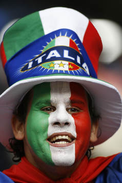 Italiensk supporter, ansiktsmålning
