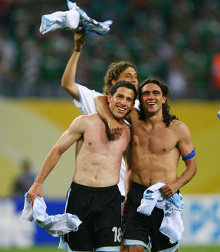 Maxi Rodriguez och Juan Sorin, Argentina, jubel, glädje