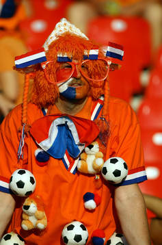 Supporter, fan, hatt, glasögon, peruk