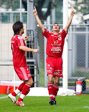 Jubel av målskytten Daniel Mendes, Degerfors (jubel)