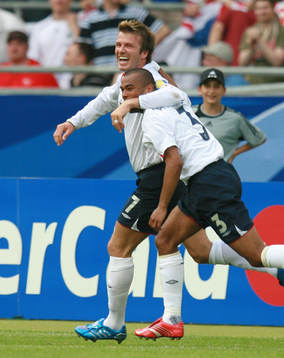 David Beckham och Ashley Cole, England (Jubel)