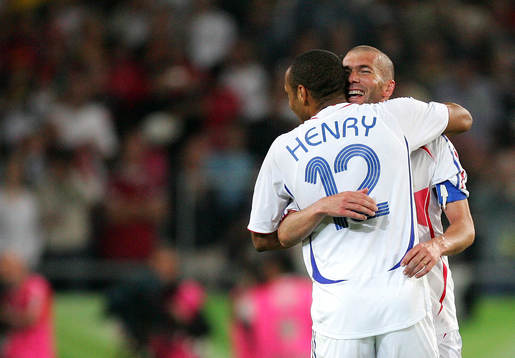 Thierry Henry och Zinedine Zidane, Frankrike, jubel, glädje