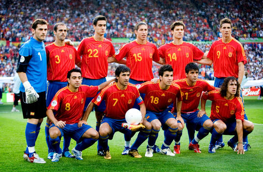 7 Fotboll, VM 2006, lagbild, startelva, Spanien