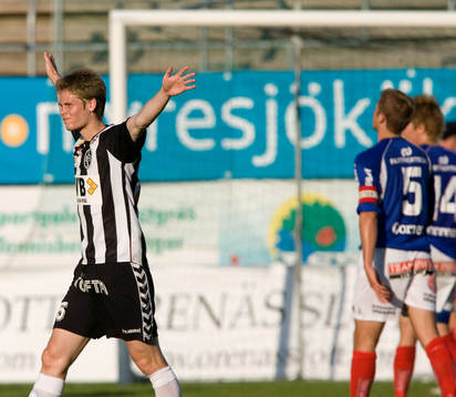 Johan Andersson, jubel, två mål i första halvleken