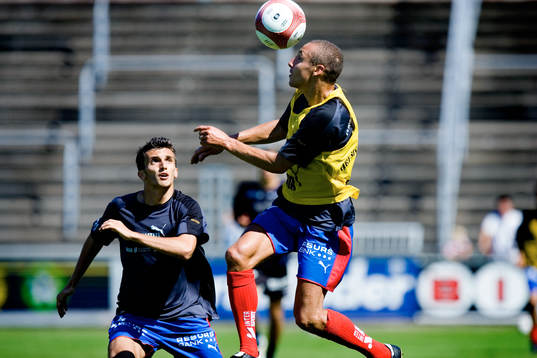 Henrik Larsson har kommit hem. Första träningspasset