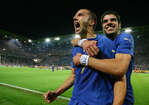 Alessandro del Piero och Simone Perrotta, Italien. Jubel,