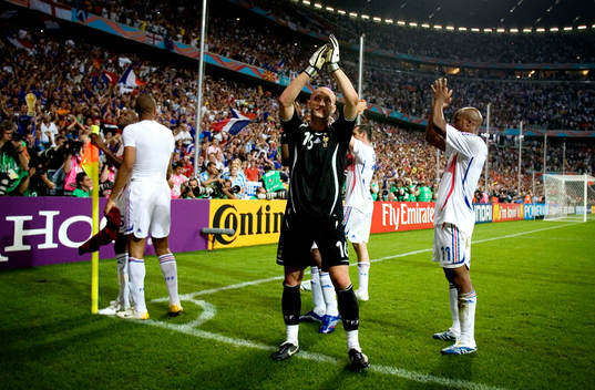 Fabien Barthez, (målvakt) Frankrike, jubel