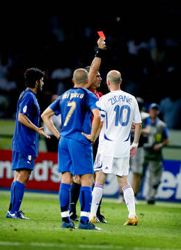 Zinedine Zidane, Frankrike, rött kort, utvisning
