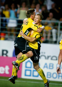 Samuel Holmén och Anders Svensson, Elfsborg, jubel, glädje