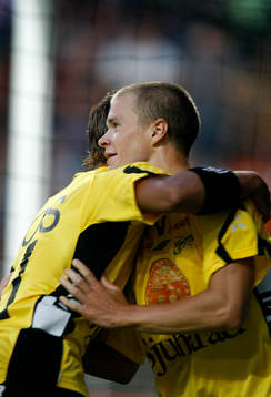 Samuel Holmén, Elfsborg, tvåmålsskytt. Jubel