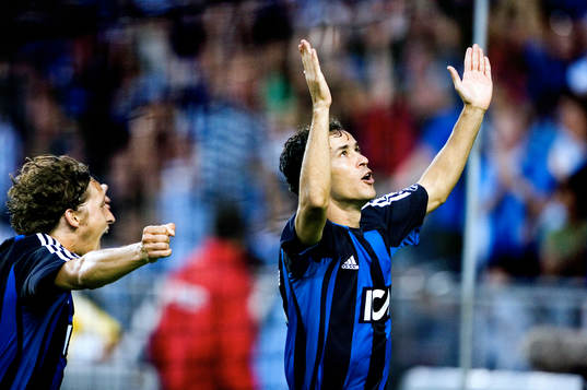 Enrico Cadoso Nazaré och Andrej Komac, Djurgården, jubel,