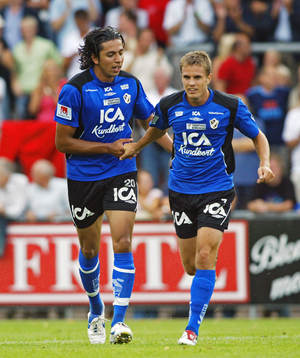 Emre Tahirovic, och Martin Fribrock, Halmstad, jubel,