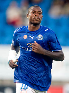 Michael Mensah, Trelleborg, gjorde 2-0 målet, jubel