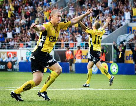 Andreas Augustsson, Elfsborg, jubel, och i bakgrunden syns