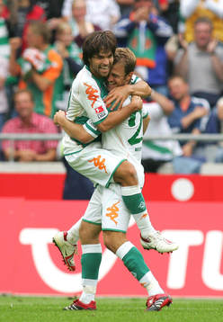 Diego och Daniel Jensen, Werder Bremen, jubel, glädje