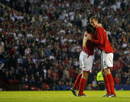 Peter Crouch, England och Frank Lampard, jubel