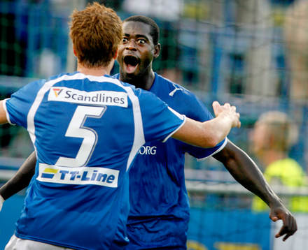 Michael Mensah, Trelleborg, gjorde både 1-0 och 2-0 målet