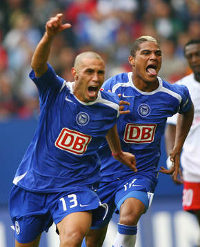 Christian Gimenez och Kevin Boateng, Hertha, jubel
