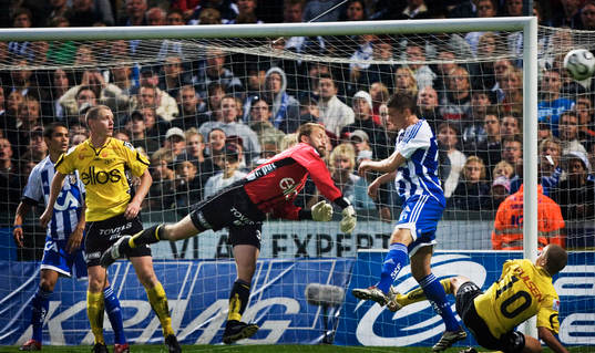 Johan Wiland, målvakt, Elfsborg kastar iväg bollen