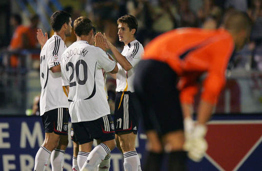0-1 jubel Michael Ballack, Lukas Podolski, Miroslav Klose,
