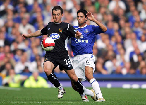 Leighton Baines, Wigan och Mikel Arteta, Everton