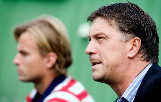 Kjell Jonevret, tränare Djurgården och Markus Johannesson