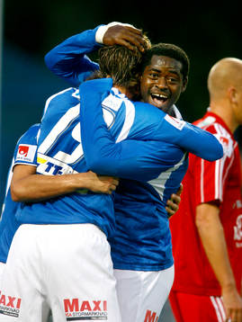 Björn Westerblad,  och Michael Mensah, Trelleborg jubel