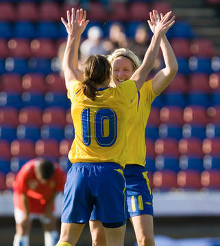 Hanna Ljungberg och Victoria Svensson, Sverige, jubel,