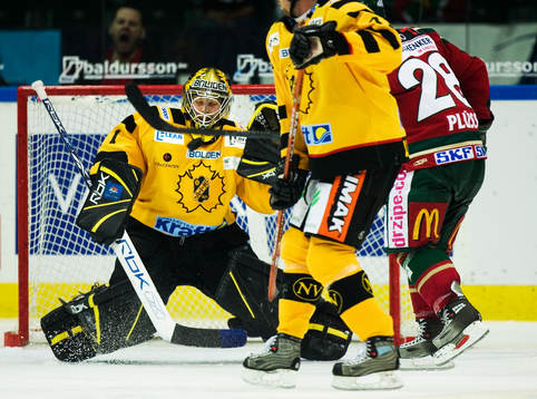 Martin Plüss, Frölunda och Andreas Hadelöv, målvakt,