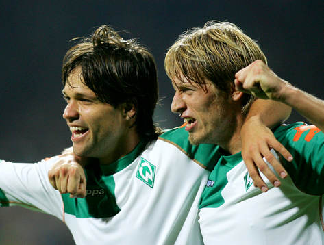 Diego och Aaron Hunt, Werder Bremen, jubel, glädje
