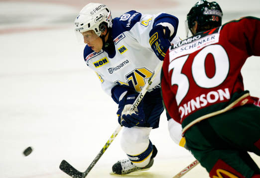 HV71:s Johan Åkerman och Frölundas Jonas Johnson