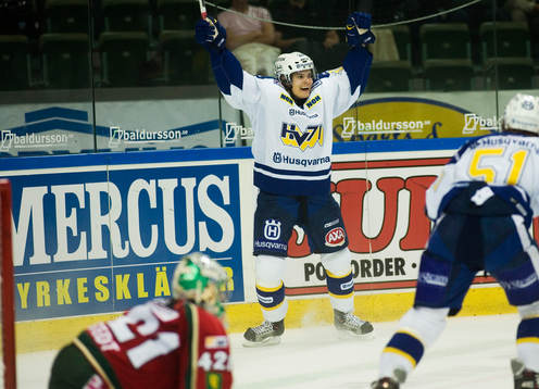 HV71 i gör 0-4 genom Timo Vertala. Joel Gistedt, målvakt
