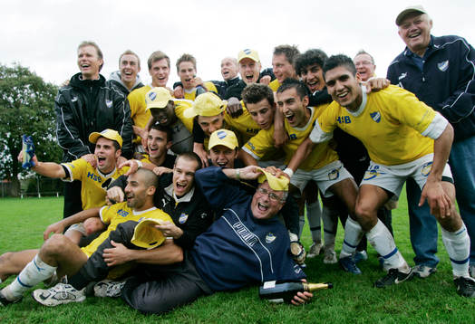 IFK Malmö spelare firar, jubel, glädje, lagbild