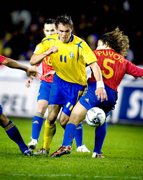 Johan Elmander, Sverige och Carles Puyol, Spanien