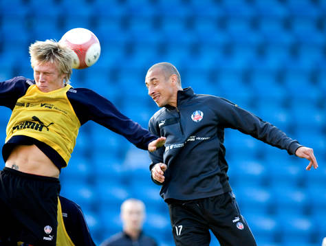 Henrik  "Henke" Larsson deltog på fredagsträningen, men