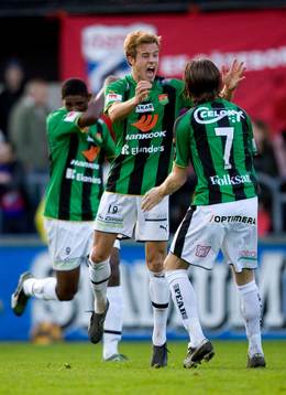 Målskytt, Daniel Blomgren, GAIS, Jubel