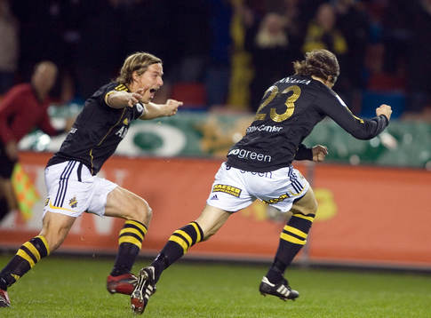 Daniel Tjernström och Mats Rubarth, AIK. Jubel