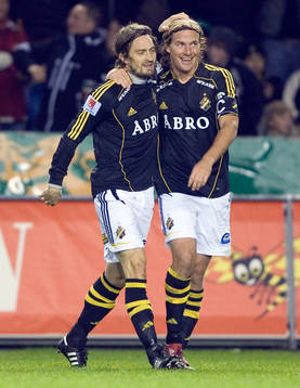Daniel Tjernström och Mats Rubarth, AIK. Jubel